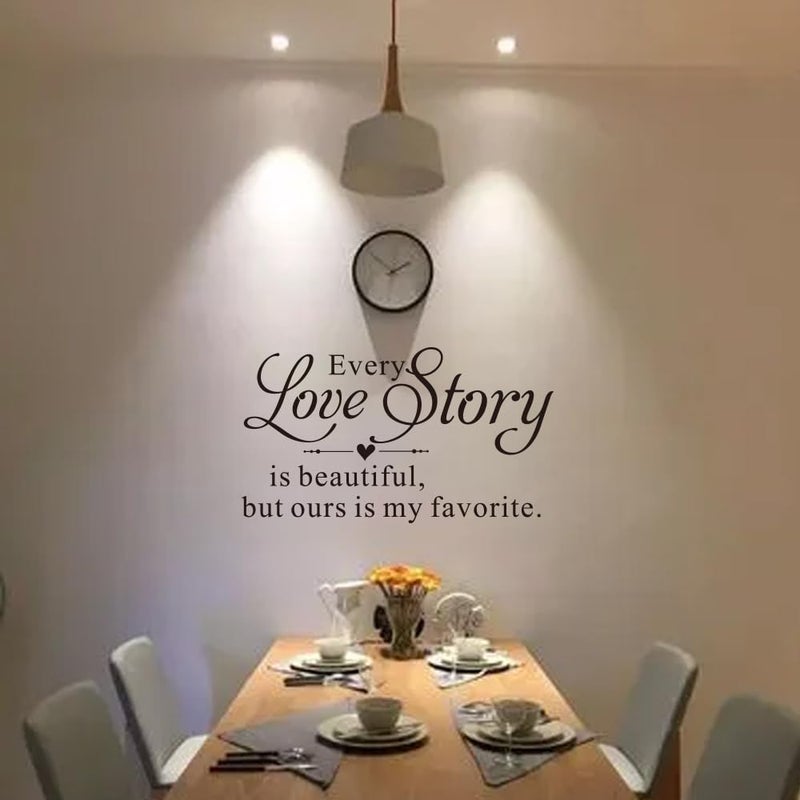 MOVANKRO Every Love Story is Beautiful but Ours is My Favorite - Carved Pure Black Vinyl Wall Decal Art Letters Quotes Heart Shape Words Sticker Home Sweet Decoration - Image 5